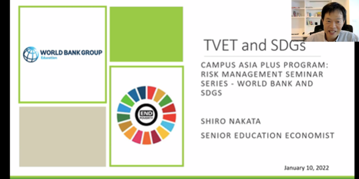 “Technical Vocational Education and Training and SDGs” lecture by Dr. Shiro Nakata