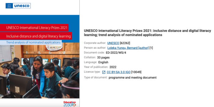 UNESCO publishes paper by Doctoral Student Bernard Yungu on International Literacy Prizes
