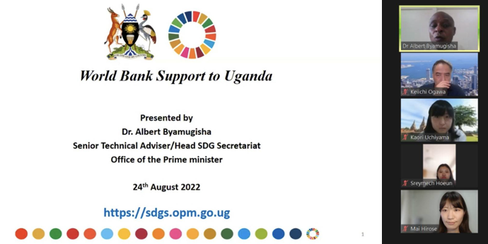 Dr. Albert Byamugisha presents about the World Bank support to Uganda