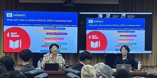 Ms. Hayashikawa delivered a lecture on “What  Will It Take to Achieve SDG4 by 2030 in Southeast Asia?”